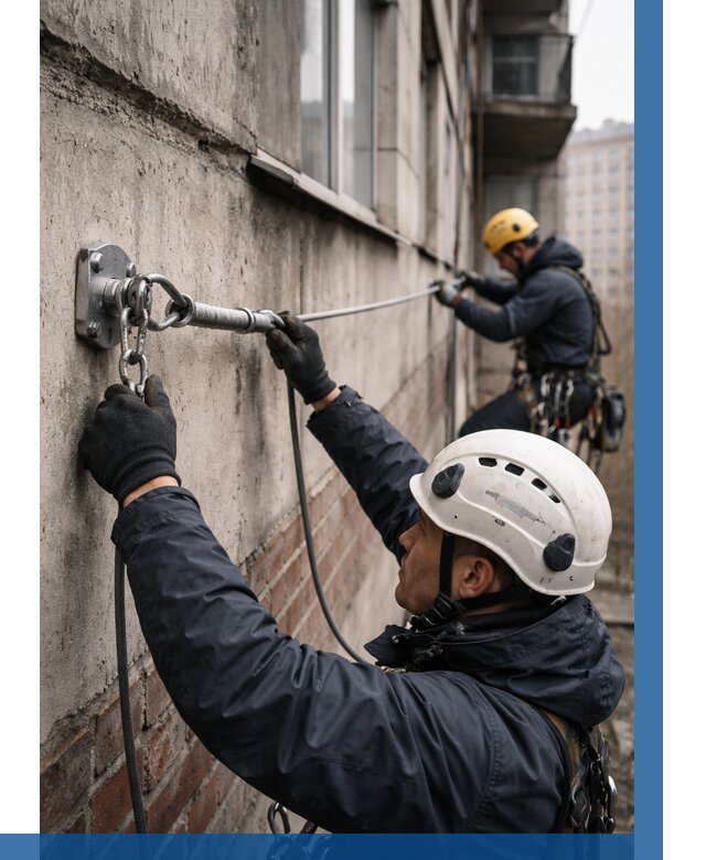 Монтаж анкерных линий в Белой Калитве от 3111 р. | ВЫСОТНИК-Бкл