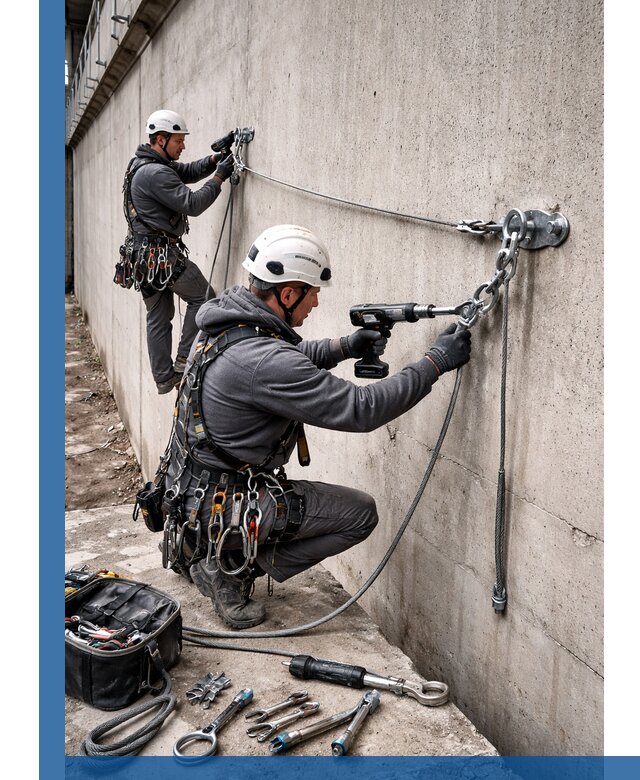 Монтаж анкерных линий высотной безопасности в Белой Калитве