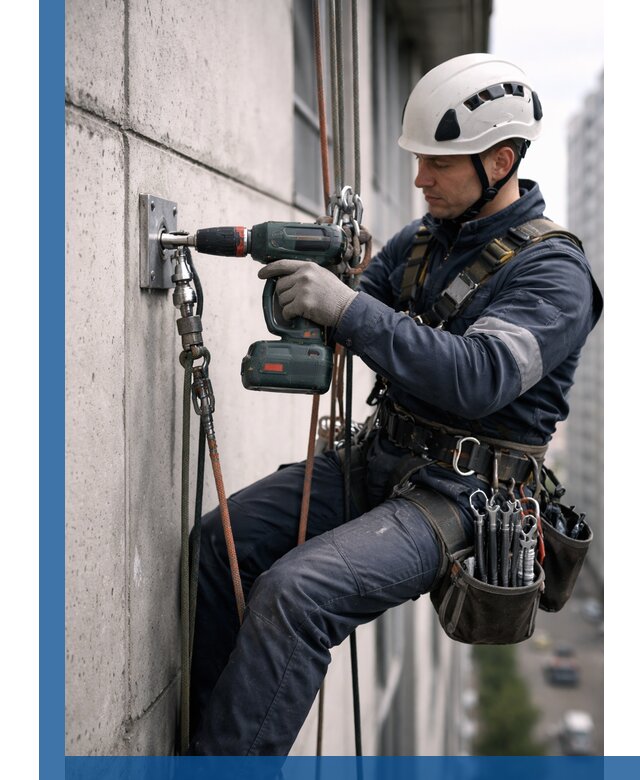 Установка анкерных точек для высотных работ в Белой Калитве